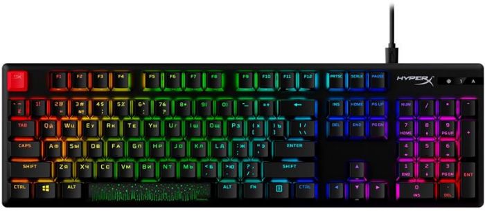 Клавіатура HyperX Alloy Origins Aqua RGB PBT ENG/RU Black (639N5AA) USB