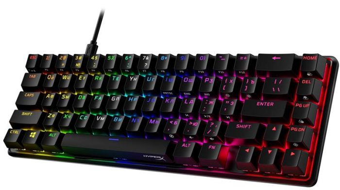 Клавіатура HyperX Alloy Origins 65 Red RGB ENG/RU Black (4P5D6AX) USB