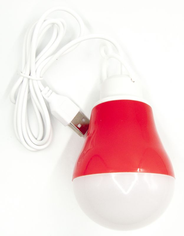 USB-світильник з LED-лампочкою Dengos, шнур ~1м, 5V, 5W, Red (LED-BULB-5V5W-RED)