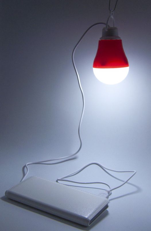 USB-світильник з LED-лампочкою Dengos, шнур ~1м, 5V, 5W, Red (LED-BULB-5V5W-RED)