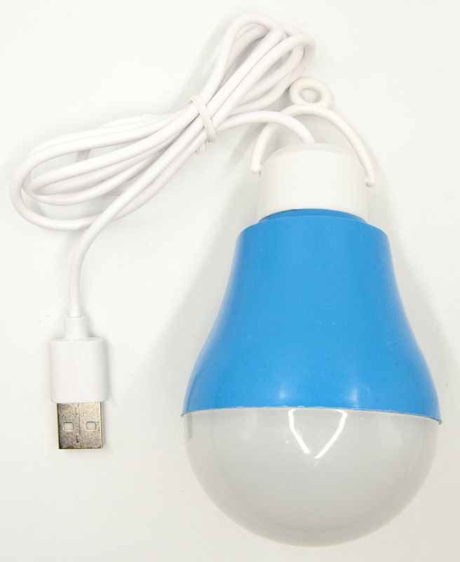 USB-світильник з LED-лампочкою Dengos, шнур ~1м, 5V, 5W, Blue (LED-BULB-5V5W-BLUE)