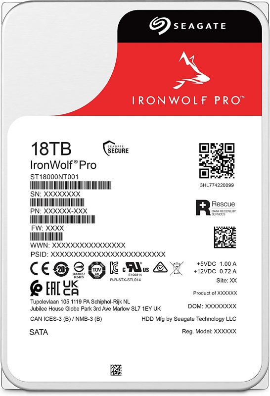 Накопичувач HDD SATA 18.0TB Seagate IronWolf Pro 7200rpm 256MB (ST18000NT001)