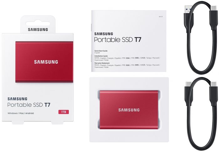 Накопичувач зовнішній SSD 2.5" USB 1.0TB Samsung T7 Red (MU-PC1T0R/WW)