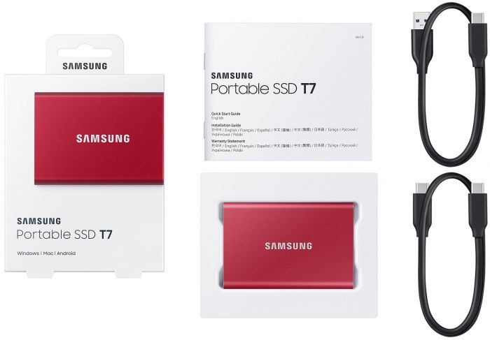 Накопичувач зовнішній SSD 2.5" USB 2.0TB Samsung T7 Red (MU-PC2T0R/WW)