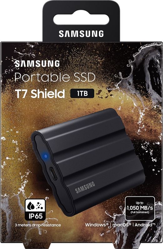 Накопичувач зовнішній SSD 1TB Samsung T7 Shield Black (MU-PE1T0S/EU)