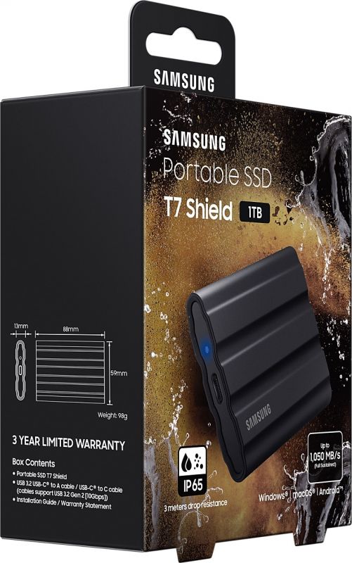 Накопичувач зовнішній SSD 4TB Samsung T7 Shield Black (MU-PE4T0S/EU)