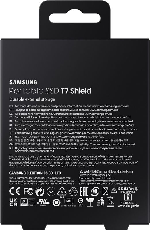 Накопичувач зовнішній SSD 2TB Samsung T7 Shield Black (MU-PE2T0S/EU)