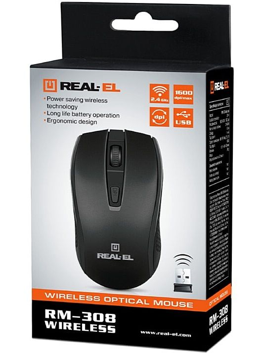 Мишка бездротова REAL-EL RM-308 Black USB