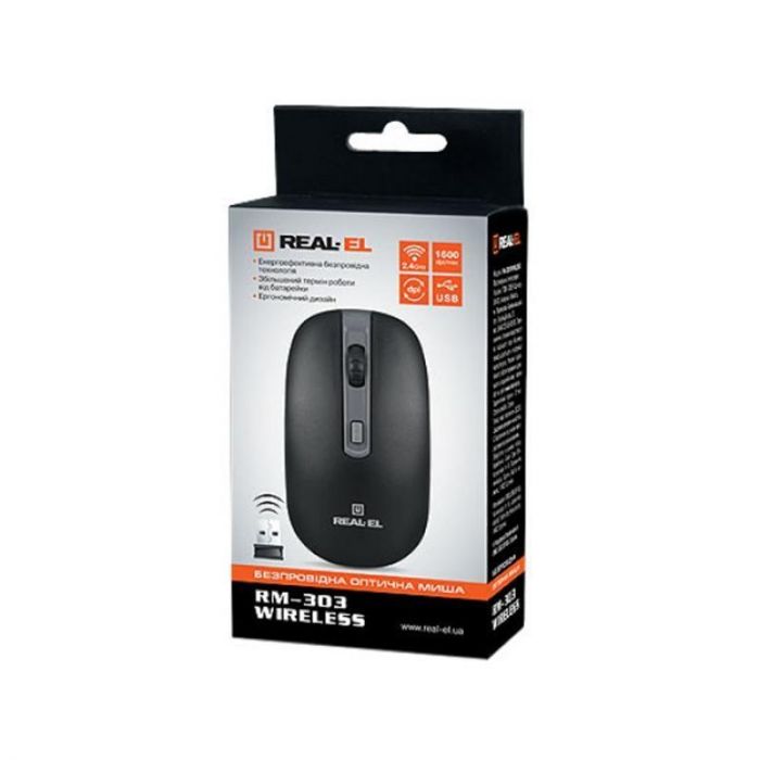 Мишка бездротова REAL-EL RM-303 Black/Grey USB