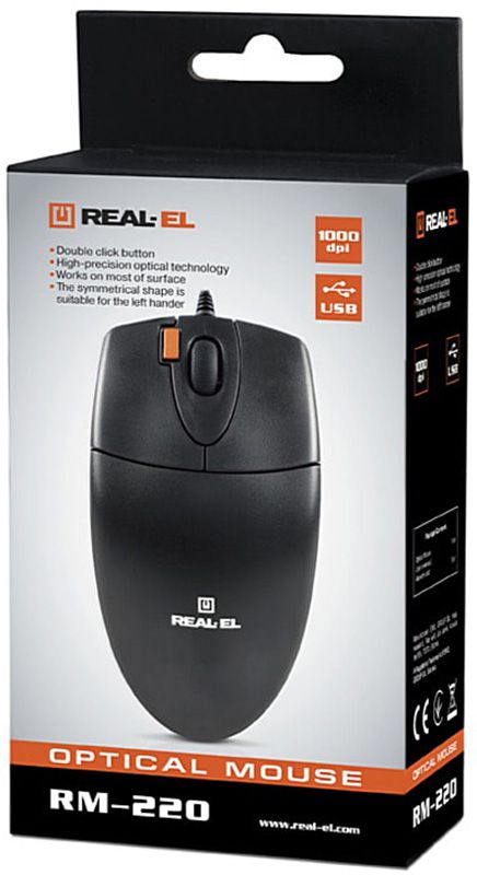 Миша REAL-EL RM-220 Black (EL123200026)