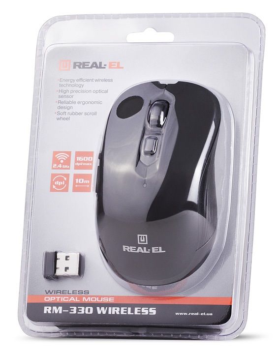 Мишка бездротова REAL-EL RM-330 Black USB