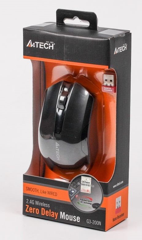 Мишка бездротова A4Tech G3-200N Black USB V-Track