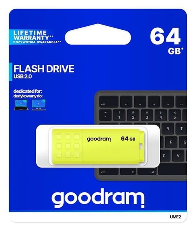 Флеш-накопичувач USB 64GB GOODRAM UME2 Yellow (UME2-0640Y0R11)