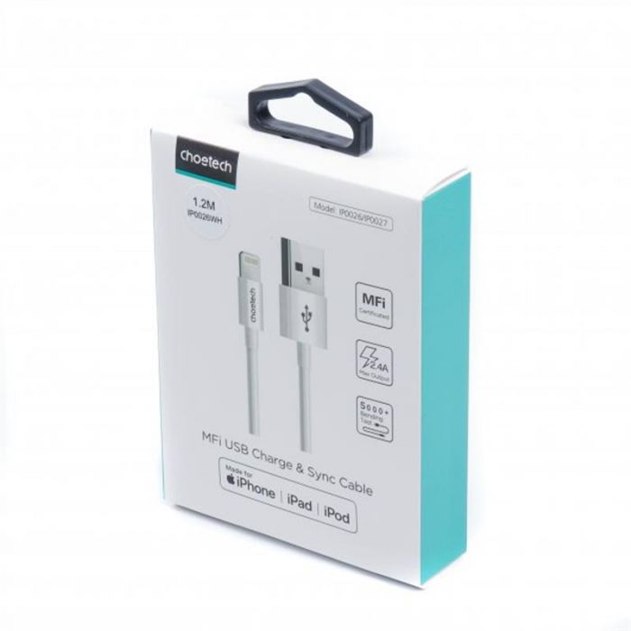 Кабель Choetech USB - Lightning (M/M), 1.2 м, White (IP0026-WH)