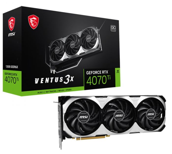 Відеокарта GF RTX 4070 12GB GDDR6X Ventus 3X OC MSI (GeForce RTX 4070 VENTUS 3X 12G OC)