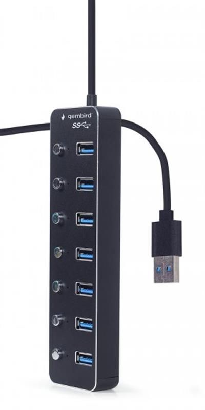 USB-хаб Gembird 7 ports Black (UHB-U3P7P-01) з вимикачами