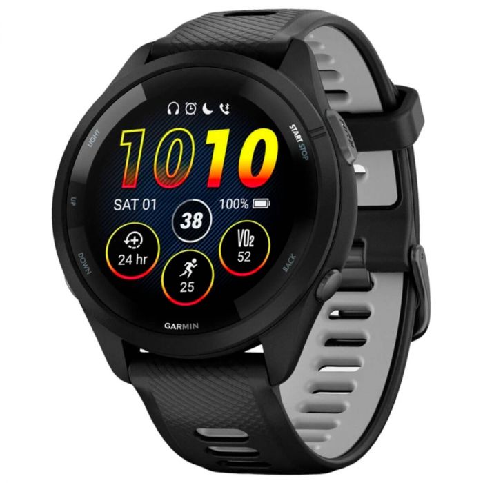 Смарт-годинник Garmin Forerunner 265 Black Bezel and Case with Black/Powder Gray Silicone Band (010-02810-50)