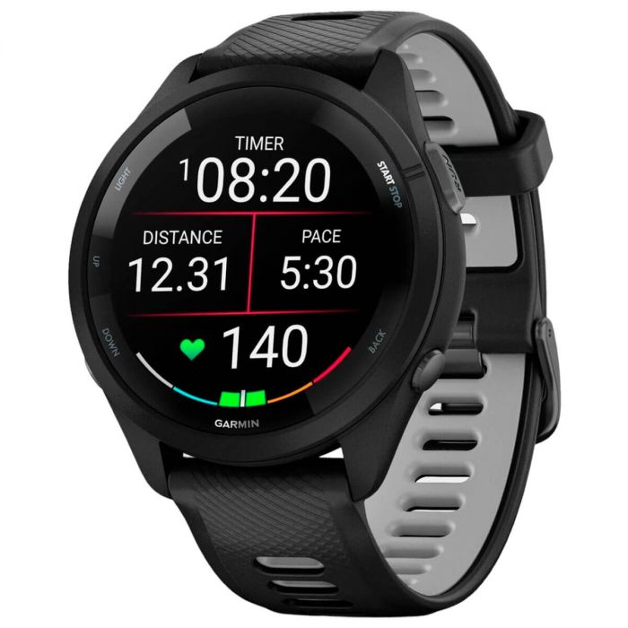 Смарт-годинник Garmin Forerunner 265 Black Bezel and Case with Black/Powder Gray Silicone Band (010-02810-50)