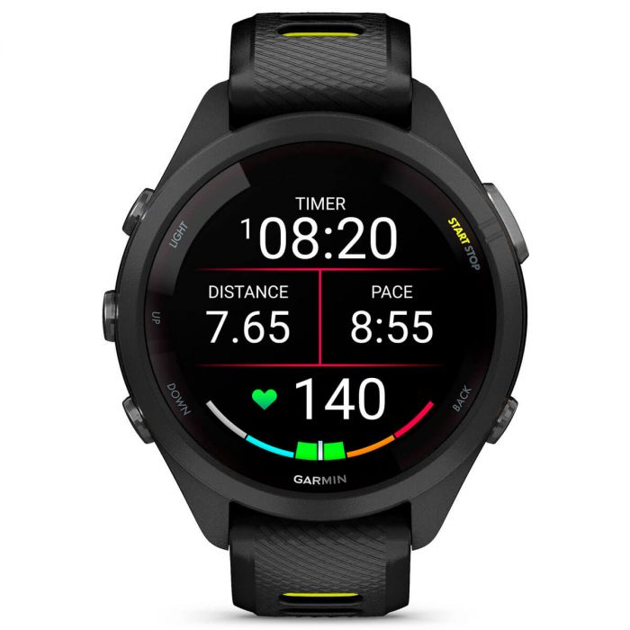 Смарт-годинник Garmin Forerunner 265S Black Bezel and Case with Black/Amp Yellow Silicone Band (010-02810-53)