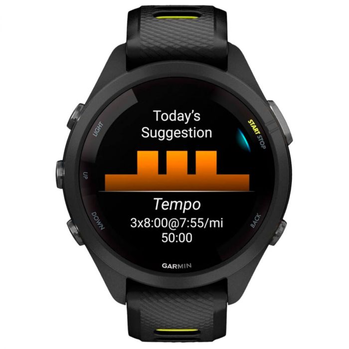 Смарт-годинник Garmin Forerunner 265S Black Bezel and Case with Black/Amp Yellow Silicone Band (010-02810-53)