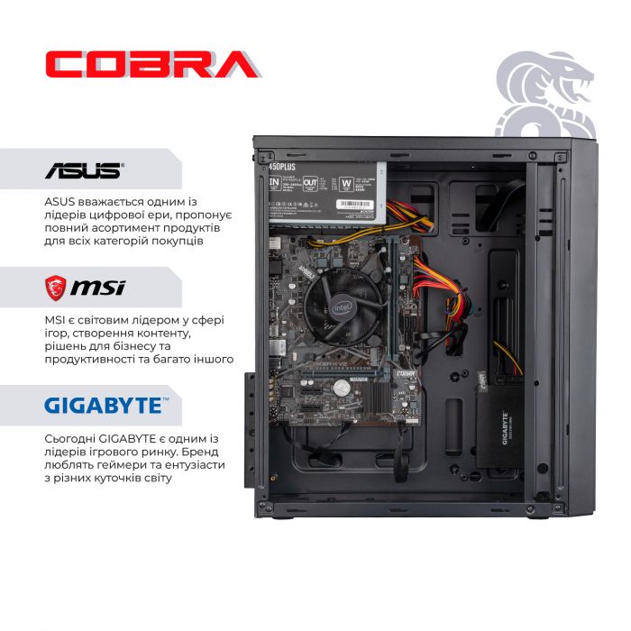 Системний блок (COBRA Optimal (I11.8.S2.INT.430D); Intel Core i5-10400 (3.6 - 4.3 ГГц) / ОЗУ 8 ГБ / SSD 240 ГБ / INTEL UHD Graphics 630 / DVD-RW / LAN / Ubuntu ), Монітор Philips 23.8" 241V8LA/00 VA Black, клавіатура, маніпулятор “миша"