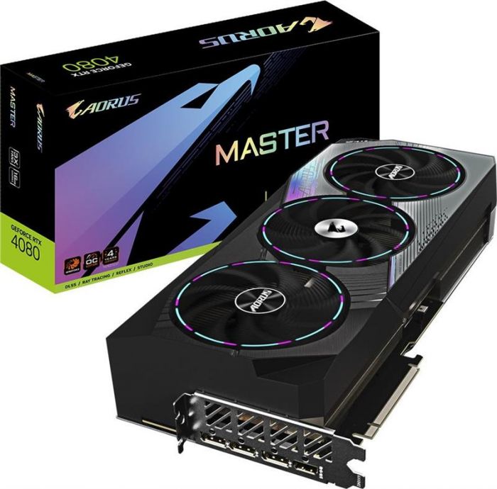 Відеокарта GF RTX 4080 16GB GDDR6X Aorus Master Gigabyte (GV-N4080AORUS M-16GD)