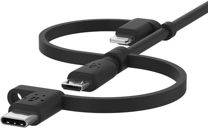 Кабель Belkin Boost Charge Universal USB - Lightning + micro USB + USB Type-C (M/M), 1 м, Black (CAC001bt1MBK)