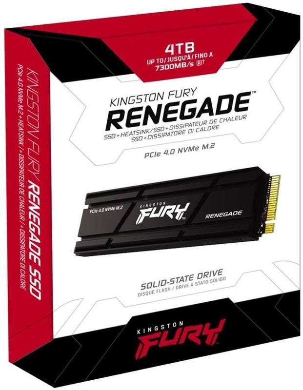 Накопичувач SSD 4.0TB Kingston Fury Renegade with Heatsink M.2 2280 PCIe 4.0 x4 NVMe 3D TLC (SFYRDK/4000G)