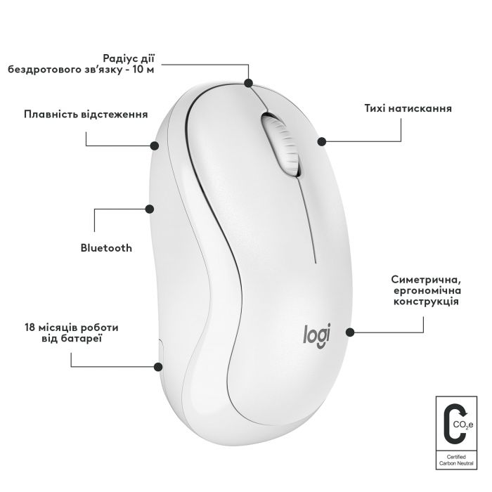 Мишка бездротова Logitech M240 Silent Off White (910-007120)