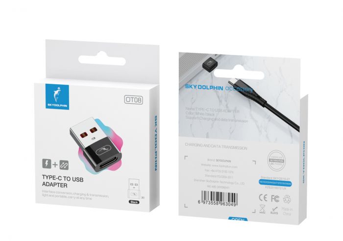 Перехідник SkyDolphin OT08 Mini Type-C - USB black (ADPT-00031)