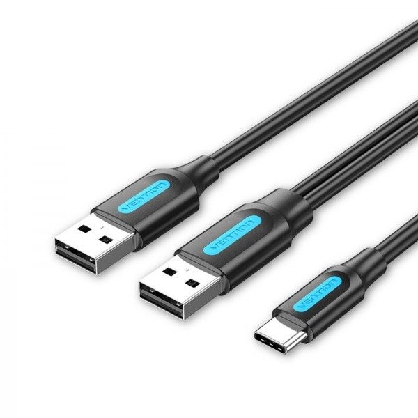 Кабель Vention USB Type-C - 2хUSB (M/M), 0.5 м, Black (CQKBD)