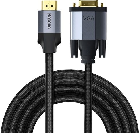 Кабель Baseus Enjoyment HDMI - VGA, (M/M), 2 м, Black-Grey (CAKSX-K0G)