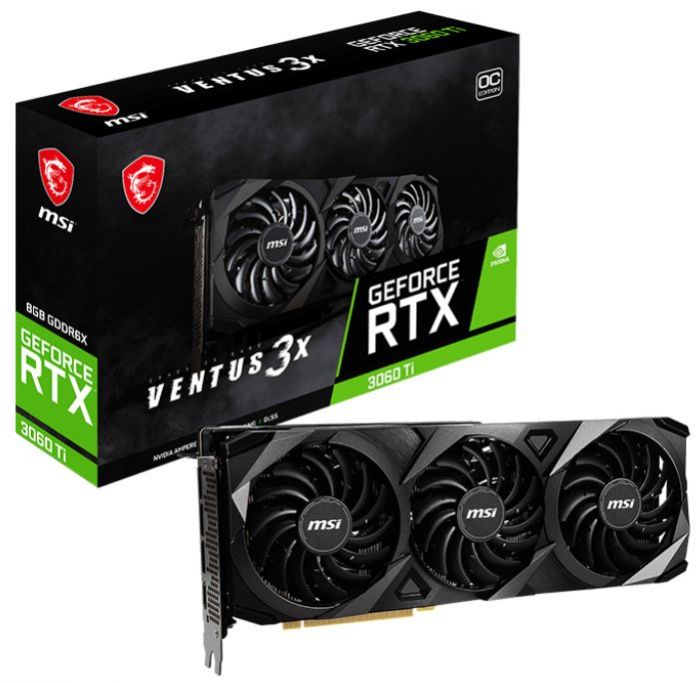 Відеокарта GF RTX 3060 Ti 8GB GDDR6X Ventus 3X 8GD6X OC MSI (GeForce RTX 3060 Ti Ventus 3X 8GD6X OC)