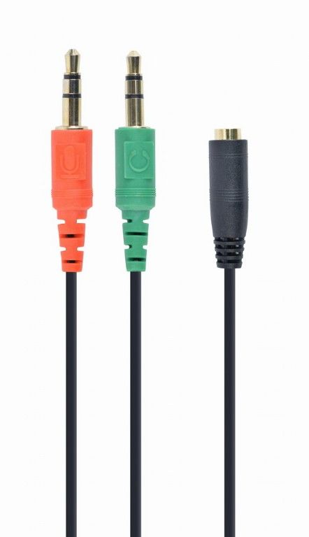 Аудіо-кабель Cablexpert 3.5 мм - 2х3.5 мм (M/F), 0.2 м, чорний (CCA-418) 