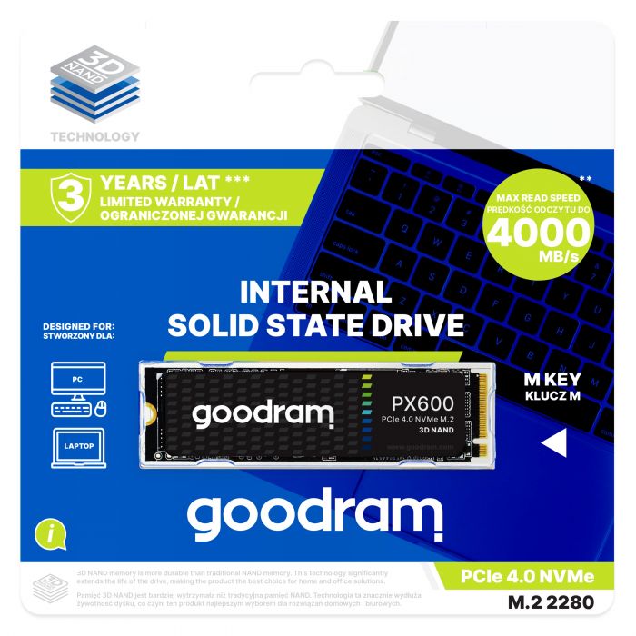 Накопичувач SSD  500GB Goodram PX600 M.2 2280 PCIe 4.0 x4 NVMe 3D TLC (SSDPR-PX600-500-80)