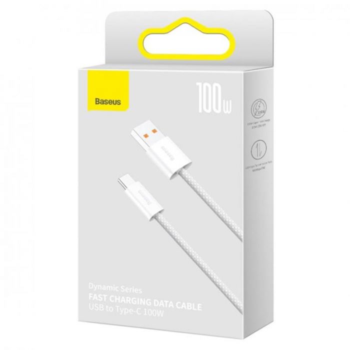 Кабель Baseus Dynamic USB - USB Type-C (M/M), 20 V/5 A, 100 W, 1 м, White (CALD000602)