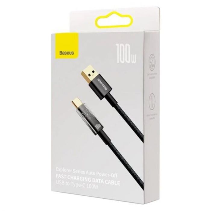 Кабель Baseus Explorer USB-USB Type-C, 5A, 100W, 1м Black (CATS000201)
