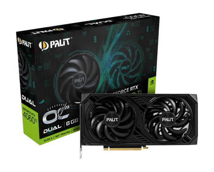 Відеокарта GF RTX 4060 Ti  8GB GDDR6 Dual OC Palit (NE6406TT19P1-1060D)