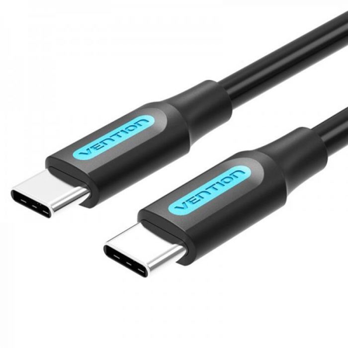 Кабель Vention USB Type-C - USB Type-C TPE Round PD 60W, 3A, 1m, Black (COSBF)