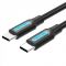 Кабель Vention USB Type-C - USB Type-C (M/M), TPE Round PD 60W, 3 A, 1 м, Black (COSBF)