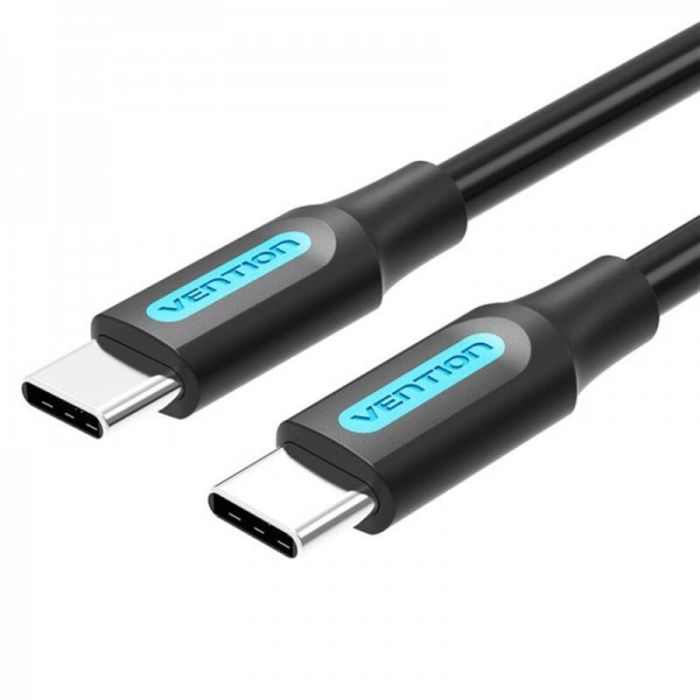 Кабель Vention USB Type-C - USB Type-C (M/M), TPE Round PD 60W, 3 A, 1 м, Black (COSBF)