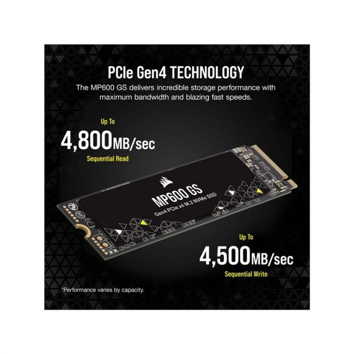 Накопичувач SSD  500GB M.2 NVMe Corsair MP600 GS M.2 2280 PCIe Gen4.0 x4 3D TLC (CSSD-F0500GBMP600GS)