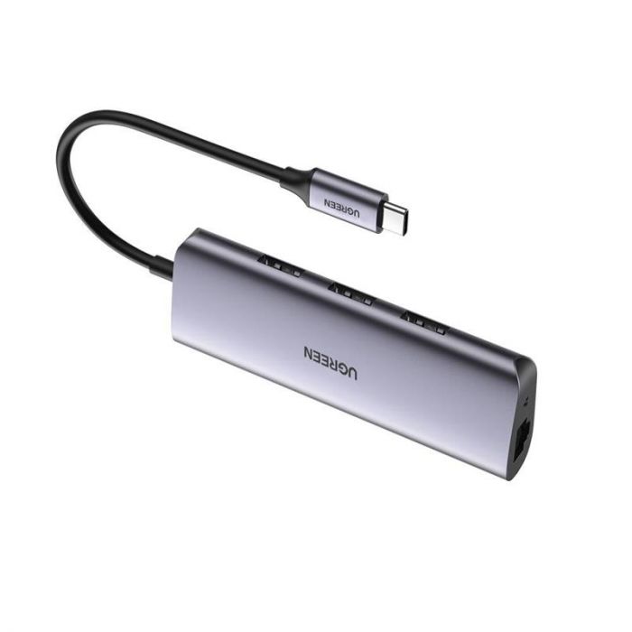 Концентратор USB Type-C Ugreen 3xUSB 3.0 + RJ45 1000M Ethernet, Gray (60718)