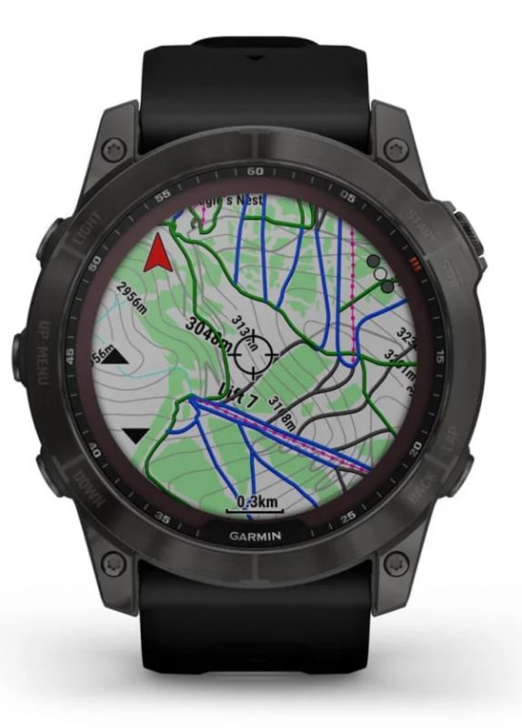 Смарт-годинник Garmin Fenix 7X Sapphire Solar Carbon Gray DLC Titanium with Black Band (010-02541-34)