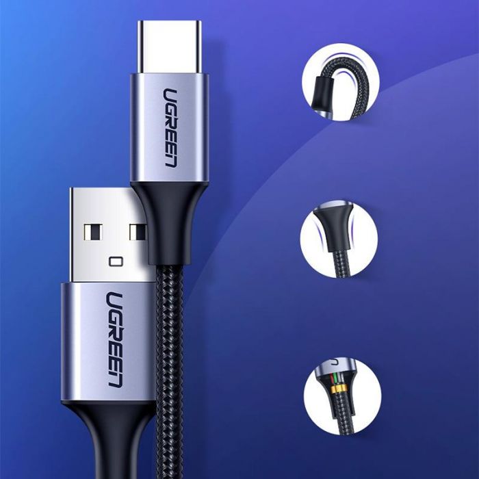 Кабель Ugreen US288 USB - USB-C, 1м, Black (60126)