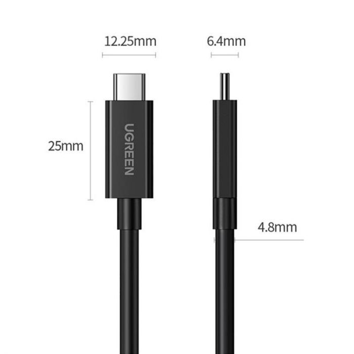 Кабель Ugreen US501 USB Type-C - USB Type-C (M/M), 0.8 м, Black (30389)