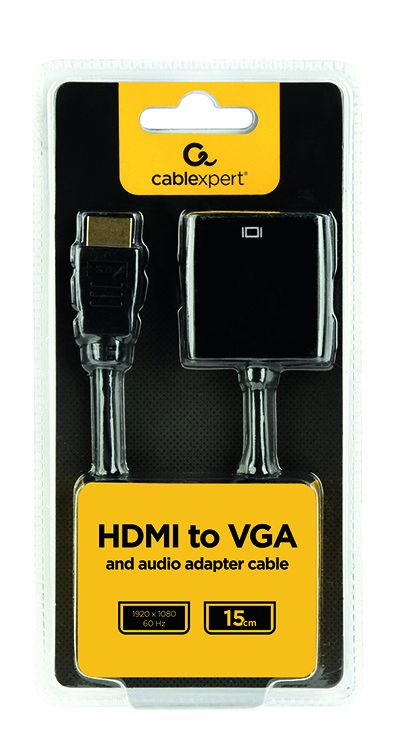 Адаптер Cablexpert HDMI - VGA V 1.4 (M/F), 0.15 м, Black (A-HDMI-VGA-03)