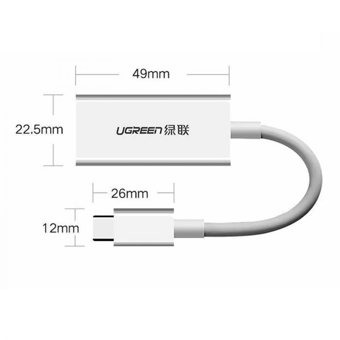 Адаптер Ugreen MM130 DisplayPort - USB Type-C (F/M), Gray (40372)