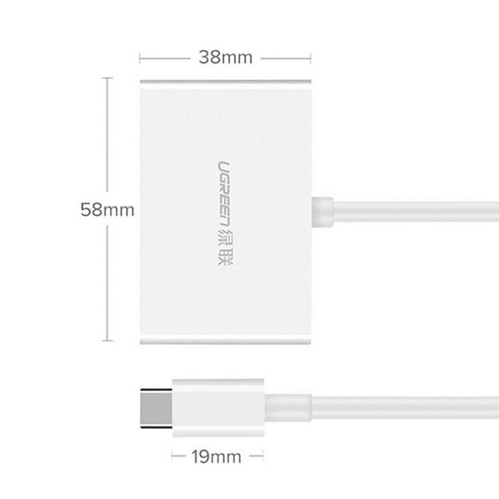 Адаптер Ugreen MM123 USB Type-C - HDMI+VGA, White (30843)