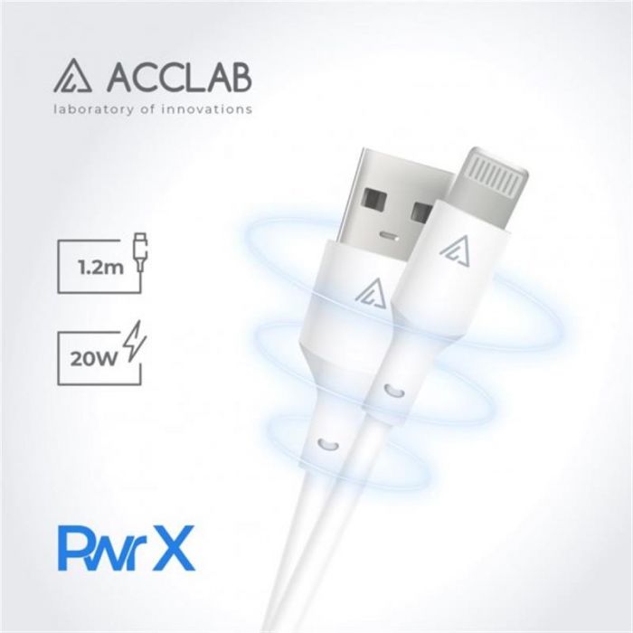 Кабель ACCLAB PwrX USB-Lightning 1.2 м 20W White (1283126559549)